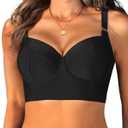 Women Underwire Bikini top Only - Longline Push Up Bathing Suit Top Bra Swim Tops 2025 Swimsuit Tops (Large, Black)