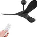 42 Inch Black Ceiling Fan no Light with Remote Control,ABS Blades,Reversible DC Motor,Timer Setting,Modern Outdoor Indoor Ceiling Fan without Light for Bedroom Farmhouse Patios Office