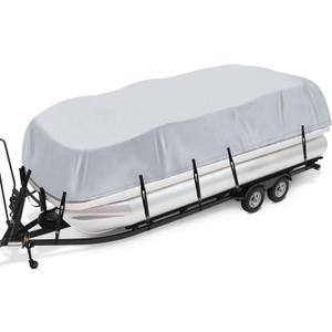 iCOVER Trailerable Pontoon Boat Cover, Fits 17 to 28ft Long & Beam Width up to 102in Pontoon Boat with Storage Bag (Silver), Size: 21'-24' Long and Beam Width up to 102in