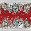 Artoid Mode Red Snowman Deer Tree Christmas Runner Rug, Winter Home Decor Low-Profile Washable Area Rug for Hallways Entryway Bedroom Bathroom Laundry Room Indoor 2x6 Feet