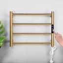 4 Bars Gold Towel Warmer Rack, Wall Mounted Heated Towel Rack with Timer & Temperature Control, Electric Towel Warmers for Bathroom (4 Bars Brushed Gold D, Plug-in)