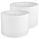 Drum Lamp shades Set of 2, White Line Lamp Shades for Table Lamps Floor Lamp, 13" Top X 13" Bottom X 10" High Large Fabric Lamp Shades, Easy Assembly Replacement Lampshades