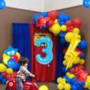 40 Inch Blue 3 Balloon Number, Latex Red Black Yellow Balloons, Mylar Lightning Balloons for Kids Cartoons Theme 3th Birthday Baby Shower Decorations