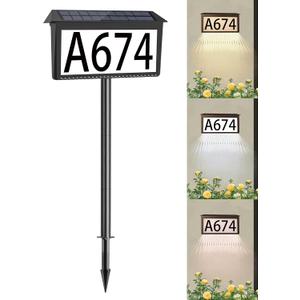 Solar House Numbers for Outside, Waterproof Illuminated House Number Plaque, Solar Led Address Sign for Yard,Home, Garden, Lawn and Street