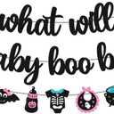 Halloween Gender Reveal Banner What will Baby Boo Be Banner Halloween Ghost Bats Theme Boo-y or Ghoul He or She Blue or Pink Boy or Girl Gender Reveal Baby Shower Party Supplies