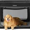 Lesure Shown on TODAY Show Soft Collapsible Dog Crate - 42 Inch Portable Travel Crate for Extra Large Dogs Indoor & Outdoor, 4-Door Foldable Pet Kennel with Mesh Windows, Black