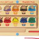 Magnetic Color & Number Maze - Montessori Wooden Color Matching Learning Counting Puzzle Board - Toddler Fine Motor Skills Toys for Boys Girls 3 4 5 Years Old