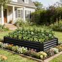 Metal Galvanized Raised Garden Bed Kit, 6 x 3 x 1 ft Galvanized Steel Raised Garden Planter Box Outdoor with Open Base for Growing Vegetables/Flowers/Herbs/Fruits/Succulents, Rectangle, Black