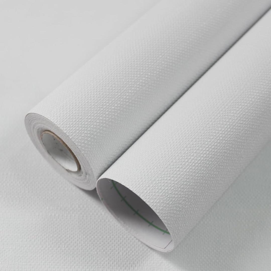 WADILE Grasscloth Peel and Stick Wallpaper 23.6in x 236in, Textured Contact Paper for Cabinets, Faux Linen Wall Paper Pull and Stick, Fabric Vinyl Wallpaper Self Adhesive White