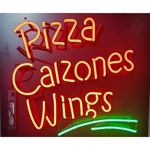 Neon Signs Beer Bar Cafe Shop Sign Pizza Calzones Wings Neon Signs for Hotel Pub Cafe Man Cave Neon Light Art Wall Lights 24 X 20 Inches