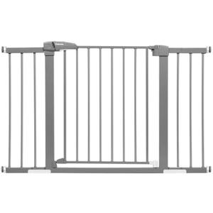 Babelio Metal Baby/Pet Gate, 29-48'' Auto Close Easy Install, Extra Wide Walk Thru for Child Safety, Pressure Mounted Dog Door for Doorways & Stairs, with Y Spindle Rods, Grey