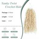 Yanky Twist Crochet Hair 12 Inch Crochet Yanky Twist Hair for Black Women 8 Packs Pre-twisted Natural Kinky Mini Spring Twist with Curly Ends Synthetic Crochet Braids(613#).