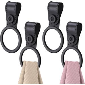 4 Pack Silicone Kitchen Towel Holder  Soft & Waterproof Bathroom and Dish Towel Holder, Towel Clips for Kitchen, Cabinet, Stove, Oven Handle or Rods (Black, Non-Slip & Heat Resistant)