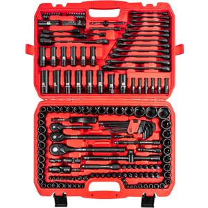 LLNDEI 160-Piece Mechanics Tool Set, Metric Socket Set 1/2 1/4 3/8 inch Drive Professional Tool Kit, CR-V Deep & Shallow Kit with Quick Release Ratchet