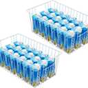 16inch Freezer Wire Storage Organizer Baskets, Household Refrigerator Bins with Built-in Handles for Cabinet, Pantry, Closet, Bedroom