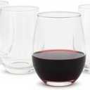 Amazon Basics Stemless Red Wine Glasses, 18 oz., Dishwasher-Safe, 4-Piece Set
