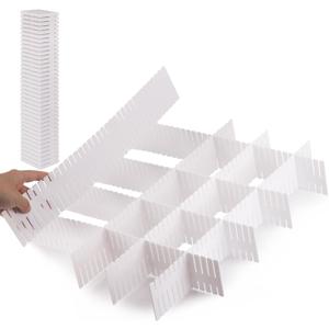 Ohlove 40Pcs Drawer Organizer Dividers 17"x2.8" Adjustable Storage Organizer Separator for Socks, Underwear, Makeup, Kitchen, Dresser