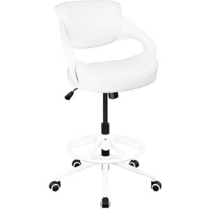 Ergonomic Drafting Chair,Standing Computer Desk Chair,Foot Ring,Lumbar Support,Swivel Task Chair - White