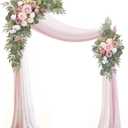 Muhanjia Artificial Wedding Arch Flowers Kit(Pack of 4),2Pcs Artificial Flower Arch Decor, 2Pcs Chiffon Fabric Drapes, Ceremony Decoration, Floral Outdoor Party Decor (Dusty Rose & Champagne)