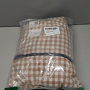 Nayoroom Gingham Duvet Cover Queen Size 100% Washed Cotton Brown Tan Plaid Checkered Comforter Cover 3 Pcs Soft Breathable Grid Farmhouse Dorm Bedding Set for All Seasons