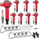 Ignition Coil Pack & Spark Plugs & Engine Valve Cover Gasket Set Compatible with Toyota Tundra Sequoia Land Cruiser 4Runner, Lexus GS430 GX470 LS430 LX470 SC430 4.3 4.7 V8 2000-2009