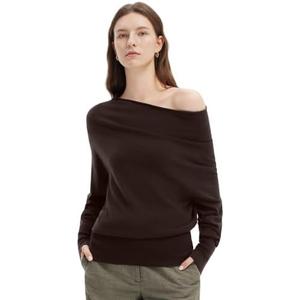 SUUKSESS Women Cashmere Oversized Off Shoulder Pullover Sweater Batwing Knit Top Size Small