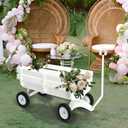 All Terrain Wagon,Heavy Duty 33Inch Sport Cargo Wagon with Removable Wooden Side Panels,Big Tires and Wide Grip Handle,Ideal for Weddings and Flower Girls,White 