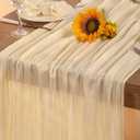 Beige Cheesecloth Table Runner Summer Sheer Cream Cheese Cloth Table Runner 120 Inches Boho Gauze Summer Table Decorations for Wedding Bridal Baby Shower Garden Party Decor
