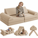 Kids Couch Play Couch Large, Miss Fabric Modular Foam Floor Sofa Soft Play Equipment, Convertible Sofa Bed and Playhouse (Darkgrey)