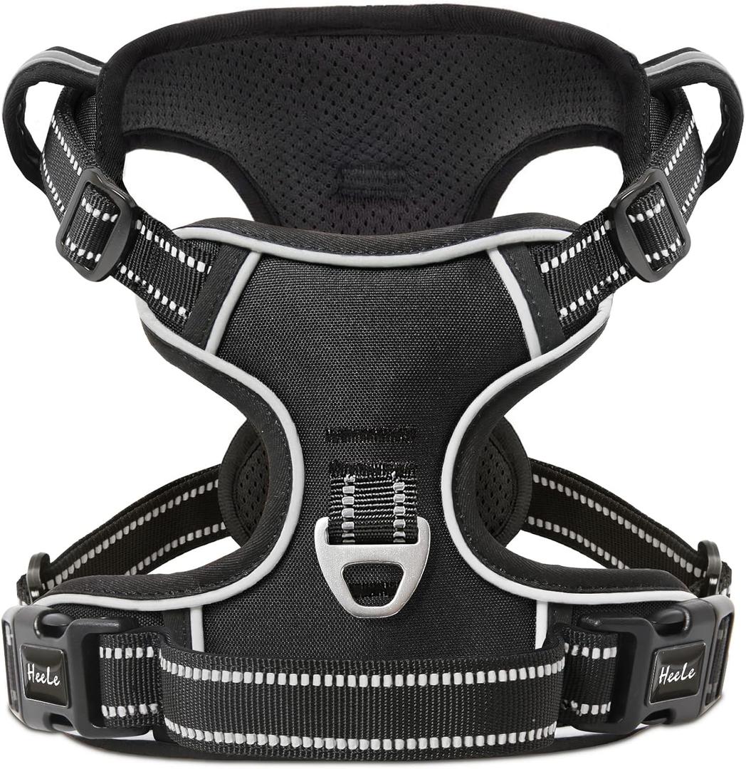 HEELE Dog Harness Dog Harness Small Dog No Pull Harness with Soft Handle Reflective Harness Adjustable, Black, S HEELE Dog Harness Dog Harness Small Dog No Pull Harness with Soft Handle Reflective Harness Adjustable, Black, S