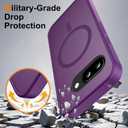 for Google Pixel 9A Case Magnetic Shockproof, [Fit for MagSafe] [Glass Screen Protector] Translucent Anti-Fingerprint Case for Google Pixel 9A (Purple)