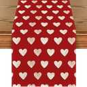 Artoid Mode Red Love Heart Valentine's Day Table Runner, Seasonal Anniversary Kitchen Dining Table Decoration for Indoor Home Party 13x72 Inch