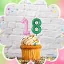 18th Witch Theme Party Glitter Birthday Candles Pink and Green Number Candles Cake Topper Decorations for Birthday Wedding Anniversary Celebration Supplies