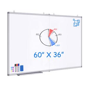 White Board Dry Erase 60x36, Maxtek Large Magnetic Whiteboard Wall Mounted | 5'x3' Foldable Aluminum Presentation Wall-Mounted Marker Board with a Long Pen Tray for School, Classroom, Office, and Home
