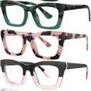 ZEHEXA Reading Glasses for Women Blue Light Blocking Glasses Filter UV Square Readers Glasses for Men and Women 5 Pack 0.5