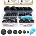 mankk 33Pcs Rubber Grommet Kit 6 Size (5/8" 13/16" 7/8" 1" 1-3/16" 1-1/2") Drill Hole Round Double Sided Rubber Hole Plug with Retractable Box Knife for Protecting Cable Wire M-119-33PCS