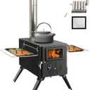 Portable Wood Burning Stove for Camping, Stainless Steel Chimney Pipe, Outdoor Heating & Cooking Hot Tent Stove for Hunting, Ice Fishing & Backpacking