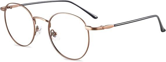 Firmoo Round Blue Light Blocking Glasses for Computer Use, Classic Round Eyeglasses Frames for Women/Men, 2.00x