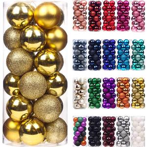 Emopeak 24Pcs Mini Christmas Balls Ornaments for Xmas Tree - 1.2 Inch Small Shatterproof Christmas Tree Decorations Hanging Ball for Holiday Wedding Party Decoration Gold