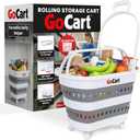dbest Products Folding Gocart Laundry Basket with Wheels, Multi Use Collapsible Grocery Shopping Cart, White
