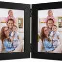 Giftgarden 3.5x5 Double Picture Frame, 3.5 by 5 Photo Hinged Folding Frames for Tabletop Display, Black