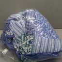 Mybedsoul Blue Boho Quilt Set King Size,3 Pieces Plaid Floral Bedspread Coverlet Set for All Season,Patchwork Reversible Bedding Set King 90"x104"