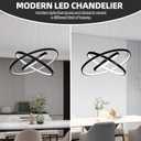 Modern Black Led Chandelier 3 Rings Black Dimmable LED Chandeliers Light Fixture for Kitchen Island Height Adjustable Chandelier Led Pendant Light for Dining Room Bedroom Living Room, 3-Ring 19.7"
