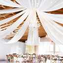 8 Panels White Ceiling Drapes for Wedding Ceiling Drapes 5ftx20ft Wedding Arch Draping Fabric Sheer Curtains Voile Chiffon Drapery Draping Wedding Ceiling Decorations for Party Ceremony Stage Swag (60"W x 240"L (Pack of 8))