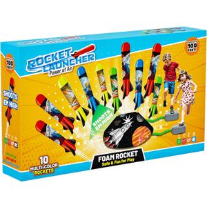 Multi-Color Rocket Launcher for Kids - Foam Blaster Set with 10 Rockets, Soars Up to 100 Feet - Birthday & Christmas Toys for Boys & Girls Age 3-12
