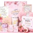 Birthday Gifts for Women, Unique Birthday Gift Basket for Women, Thoughtful and Relaxing Birthday Gifts for Mom, Wife, Sister, Best Friend, Her Self Care Box, Luxury Gift Set (Pink)