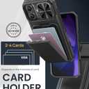 SSLOTSCASE for iPhone 17 Case with Card Holder & Kickstand & Slide Camera Lens Cover & Camera Stand & Wallet, Military-Grade Heavy Duty Hard Rugged Phone Case Cover for iPhone 17 6.3'' 5G 2025, Black