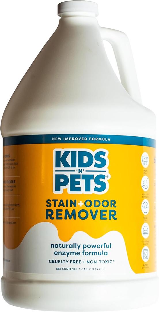 KIDS 'N' PETS Instant All-Purpose Stain & Odor Remover - Cleans Dog Pee, Cat Urine, Other Smells, Spots from Carpet, Couch, Mattress - Non-Toxic Chemicals & Child Safe Enzyme Cleaner - 1-Gallon KIDS 'N' PETS Instant All-Purpose Stain & Odor Remover - Cleans Dog Pee, Cat Urine, Other Smells, Spots from Carpet, Couch, Mattress - Non-Toxic Chemicals & Child Safe Enzyme Cleaner - 1-Gallon