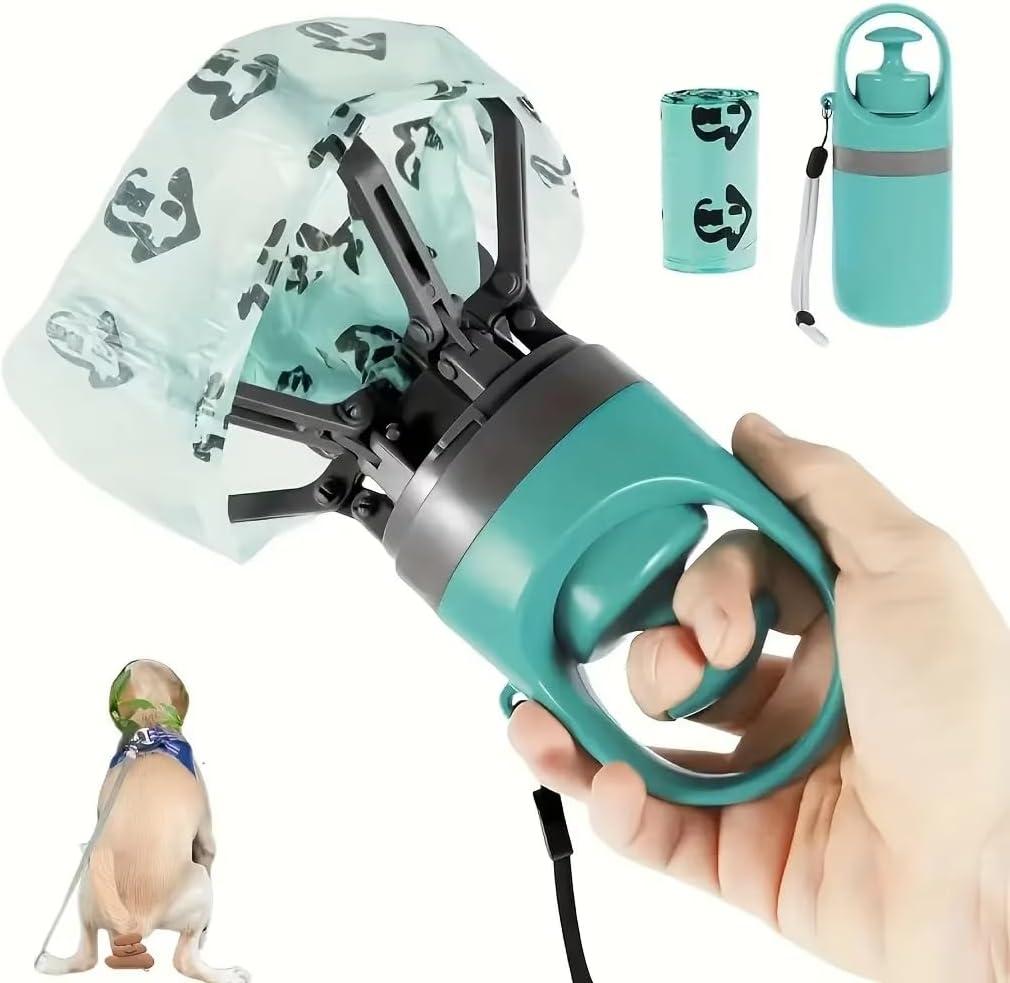 Poop Scooper with Built-in Poop Bag Dispenser Picker Portable Claw Handheld Dog Poop Scooper for Small, Medium, and Large Dogs