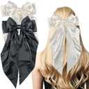 2 PCS White Black Hair Bows Valentines Day Gifts for Her - Hair Accessories for Women Girls | Cute Clips Claws Barrettes for Mom - Christmas Birthday | Easter Basket Stuffers